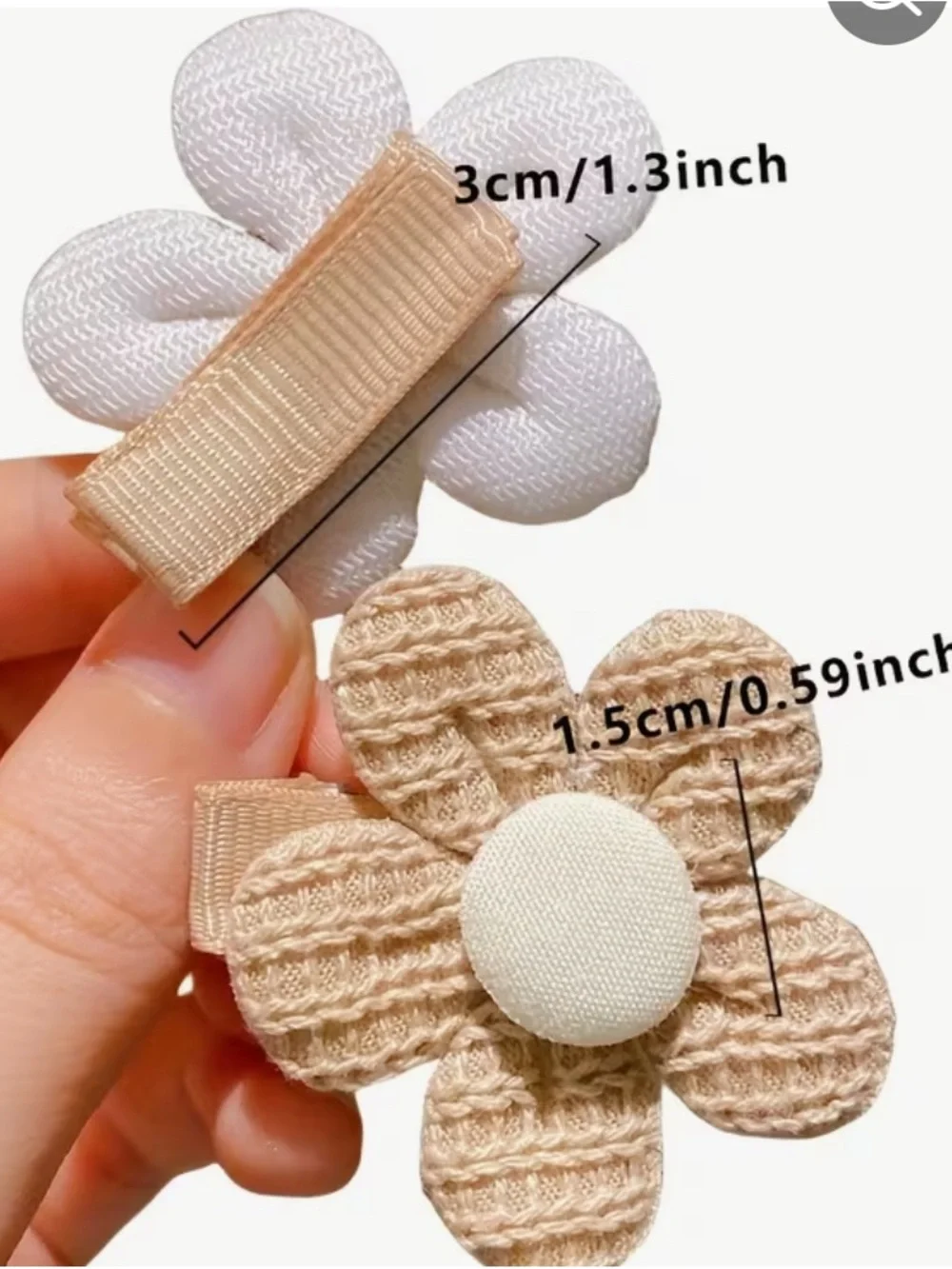 1-set of 2 random Pastel Fabric Flower Hair Clips